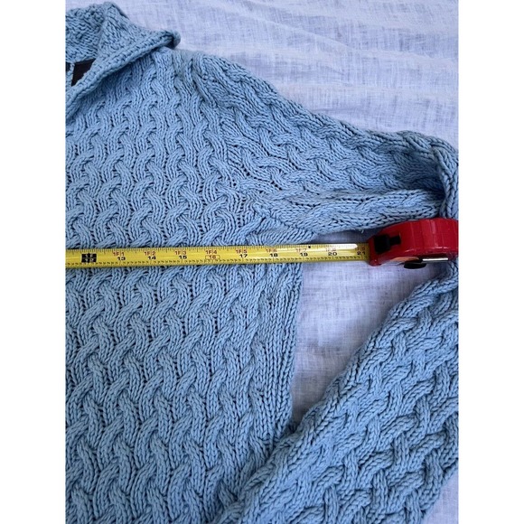 Liz Claiborne Sweater Sz Med Cable Knit textured V Neck Pullover coastal grandma - Picture 12 of 13